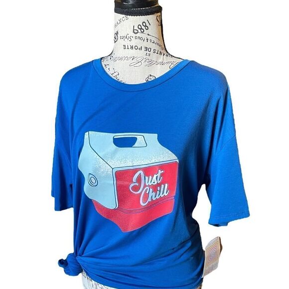 LuLaRoe Women’s Large Hudson Short Sleeved Tee “Just Chill” Casual Streetwear - Picture 3 of 13